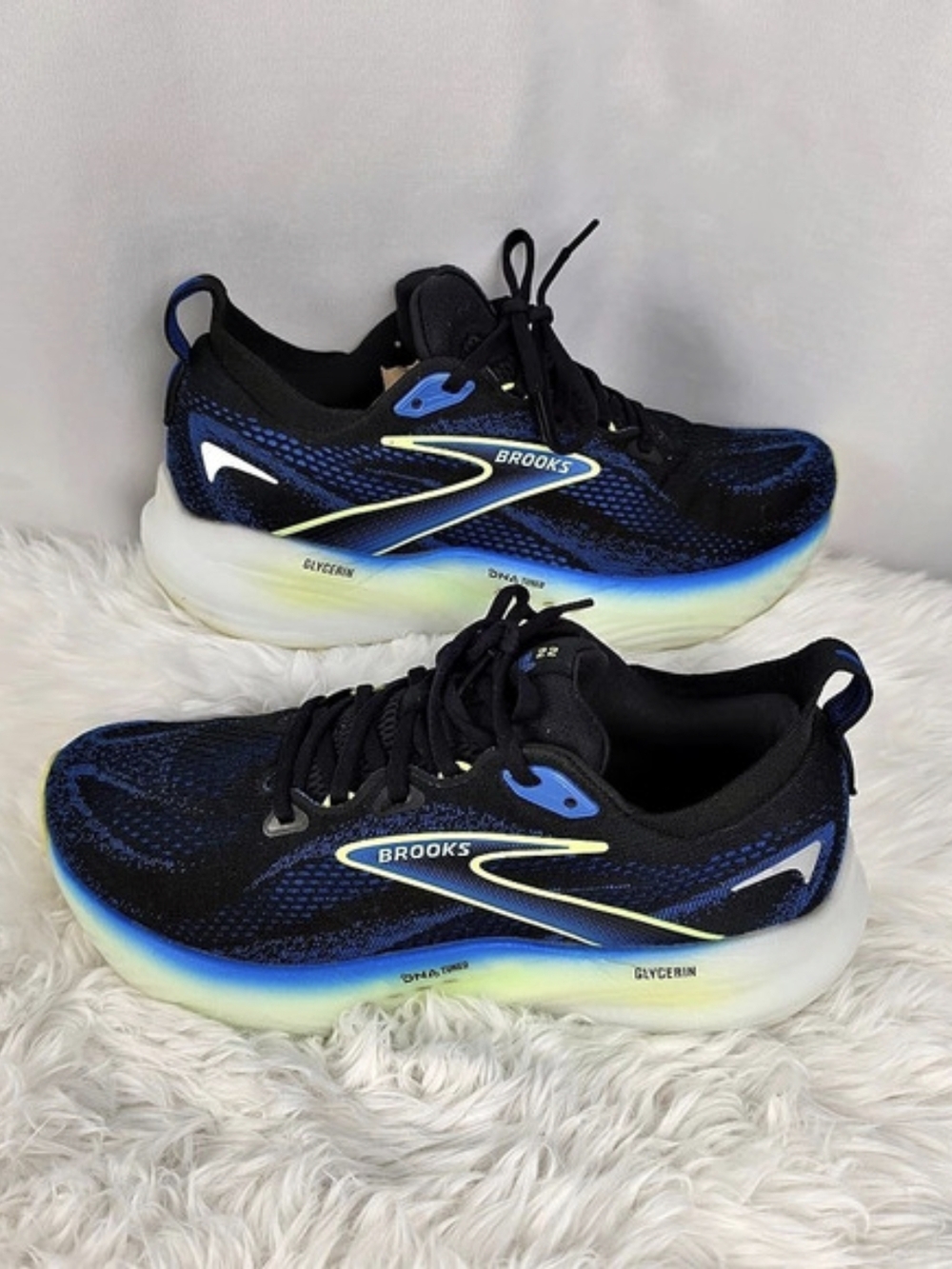 Brooks Glycerin 22 Men’s 8.5 D Black Cobalt Neo Yellow DNA Tuned Running - Picture 9 of 9